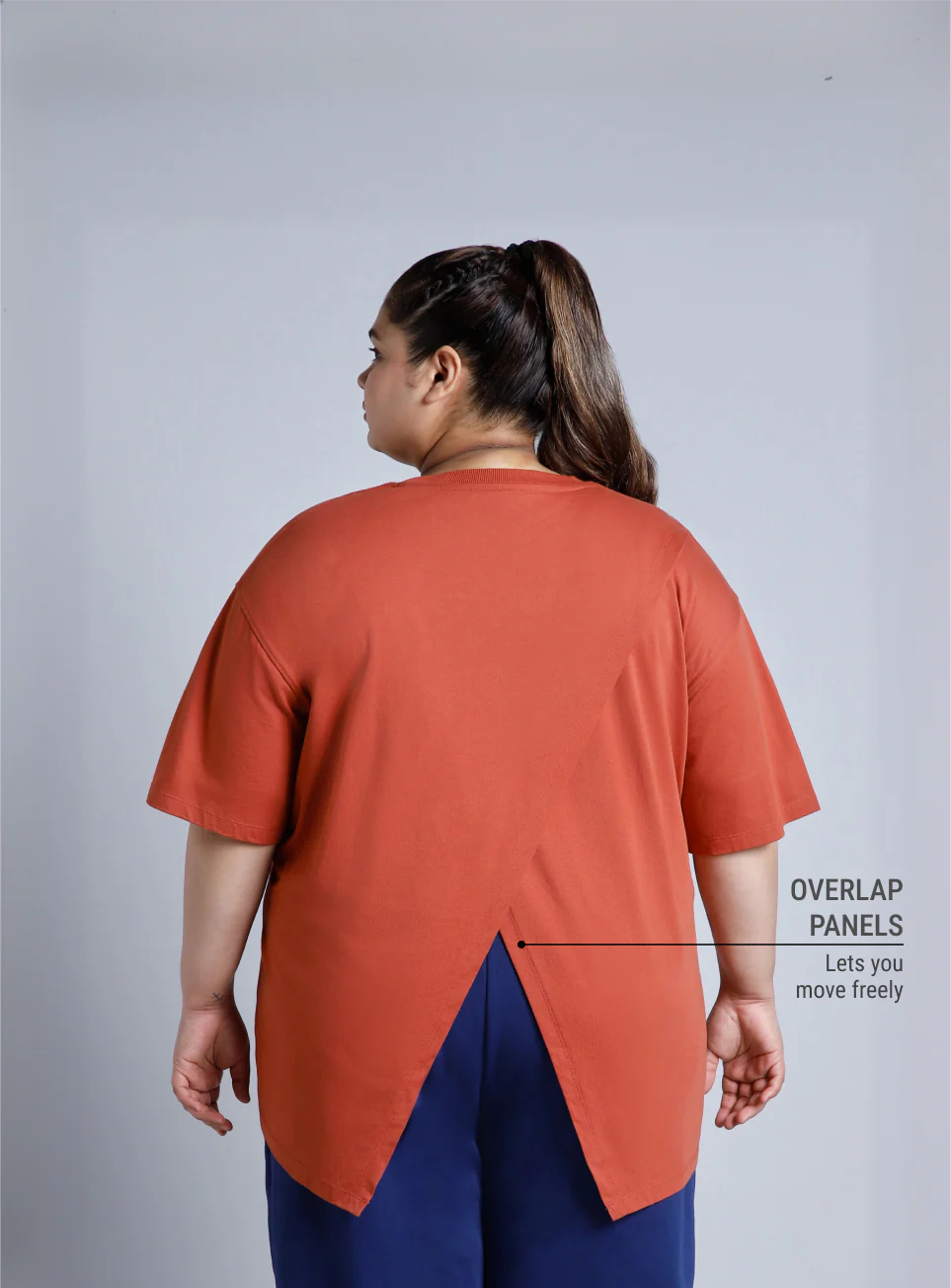 Women's Tan You Define You Back Overlap Plus Size Oversized T-shirt - Image 6