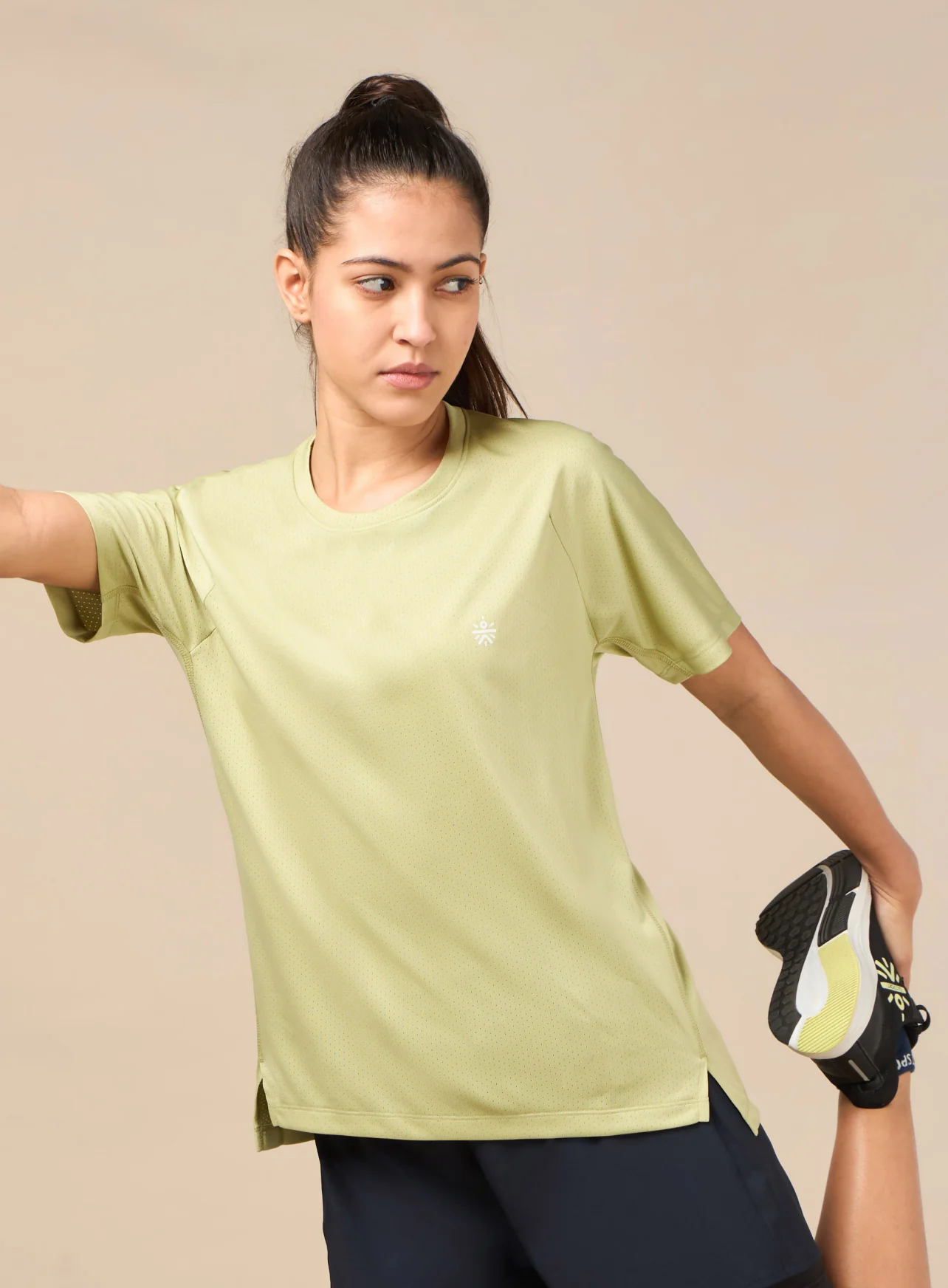 Women's Technical Knit Green Run On T-shirt