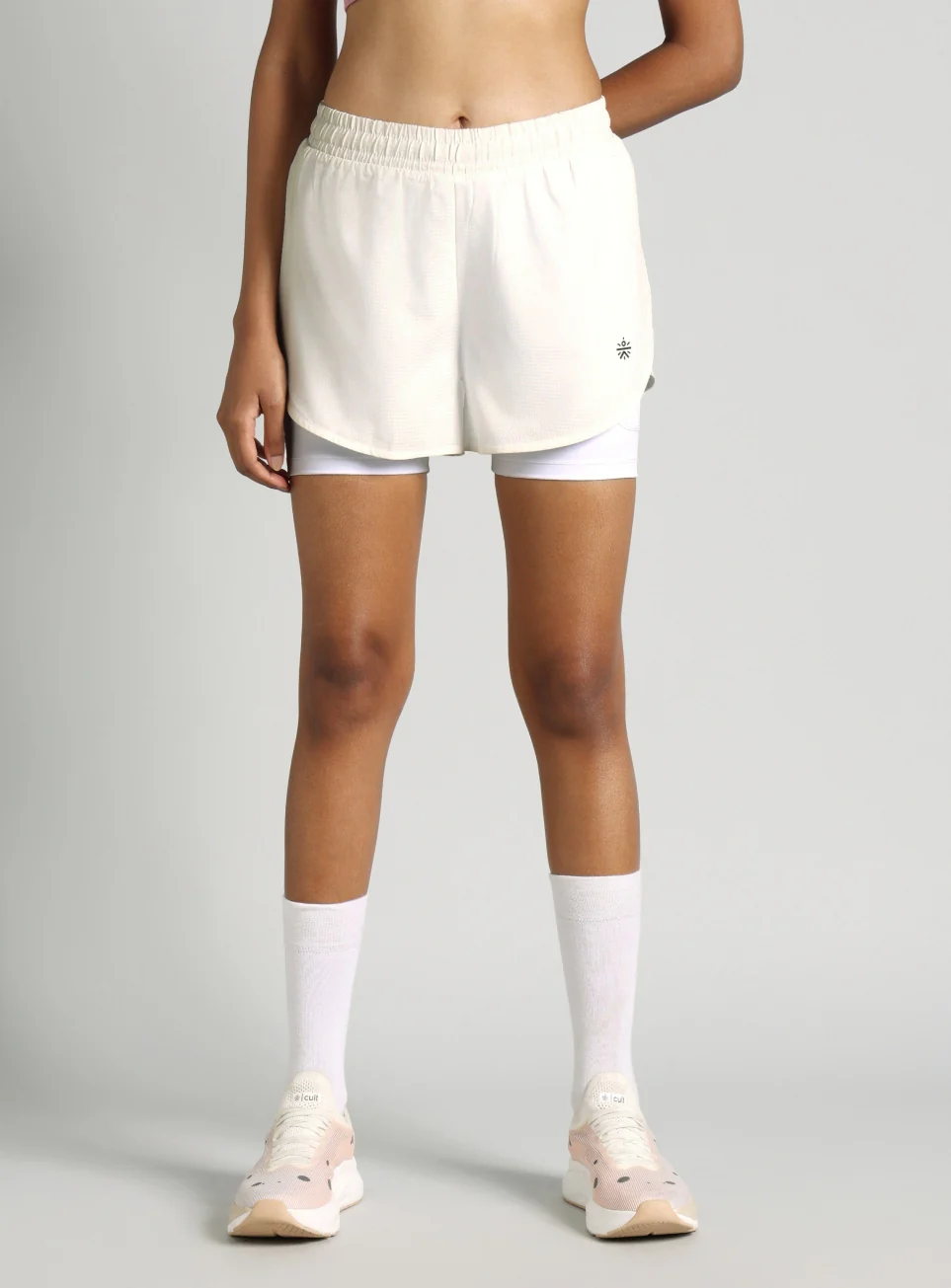 Women's White Cult Zero Strider Shorts with Inner Shorts - Image 4
