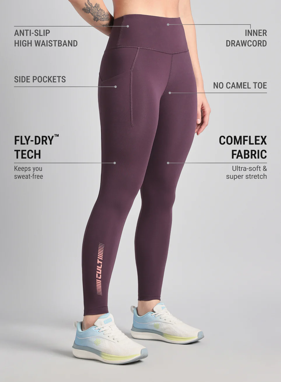 Women's Wine The Run Project COMFlex Tights - Image 5
