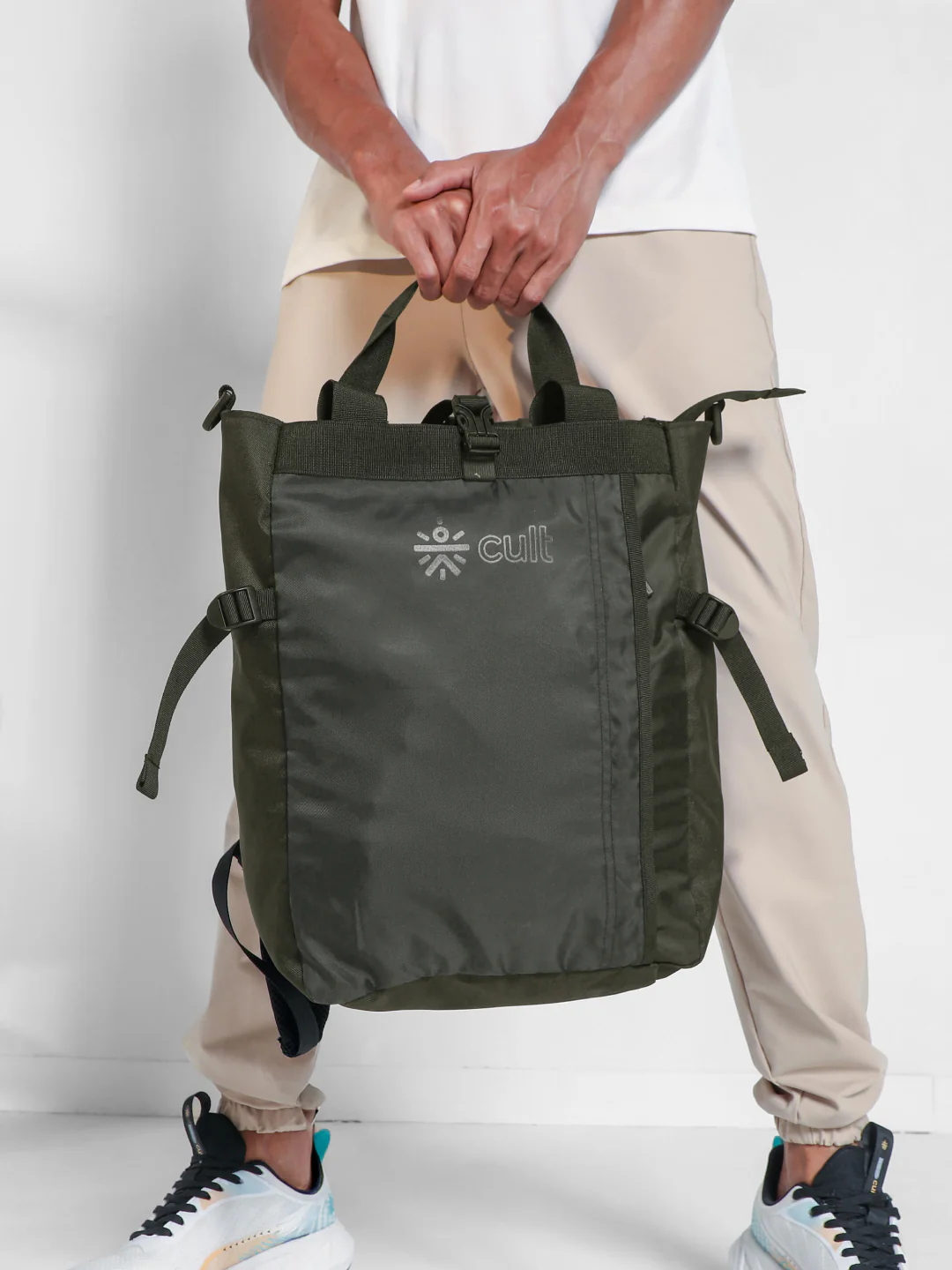 Work to Play Laptop Backpack 35L - Water-Repellent, Multi-Functional Bag with Trolley Sleeve With Shoe Bag - Olive