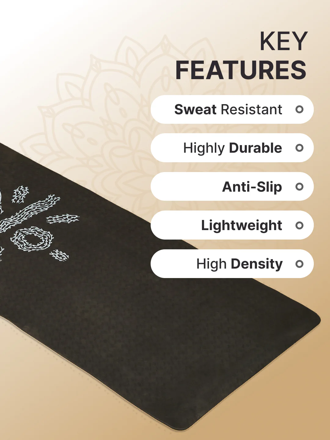 CULT TPE Yoga Mat 6mm with Carry Bag & Strap Eco-Friendly, Non-Slip, Lightweight & Durable Exercise Mat for Yoga, Pilates, Meditation & Home Workouts Black - Image 4
