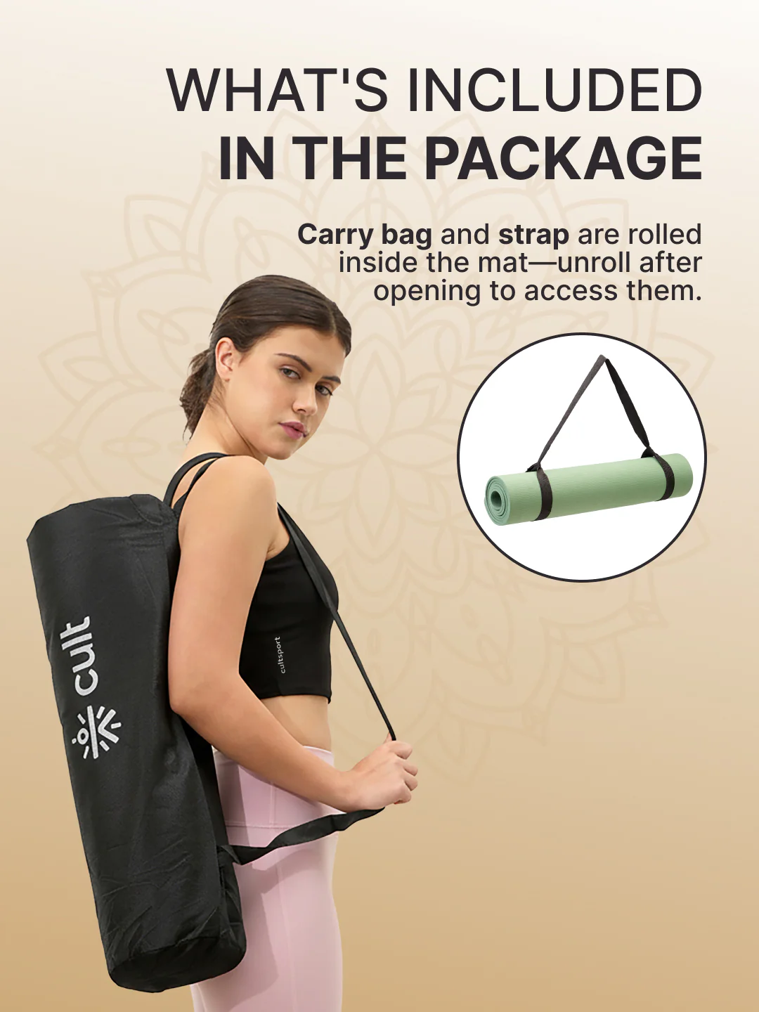 CULT TPE Yoga Mat 6mm with Carry Bag & Strap Eco-Friendly, Non-Slip, Lightweight & Durable Exercise Mat for Yoga, Pilates, Meditation & Home Workouts Olive - Image 8